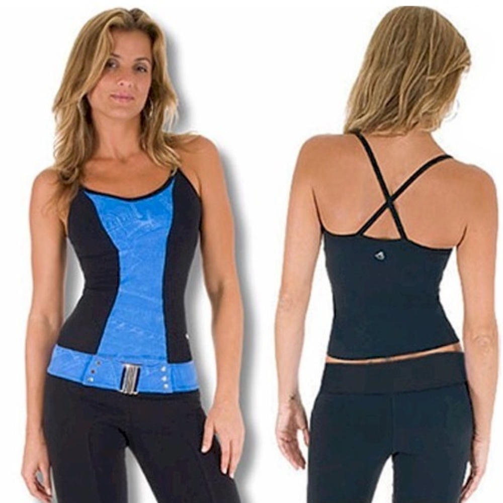 Black w/ Royal Blue X Back Tank Size Small NEW NWT